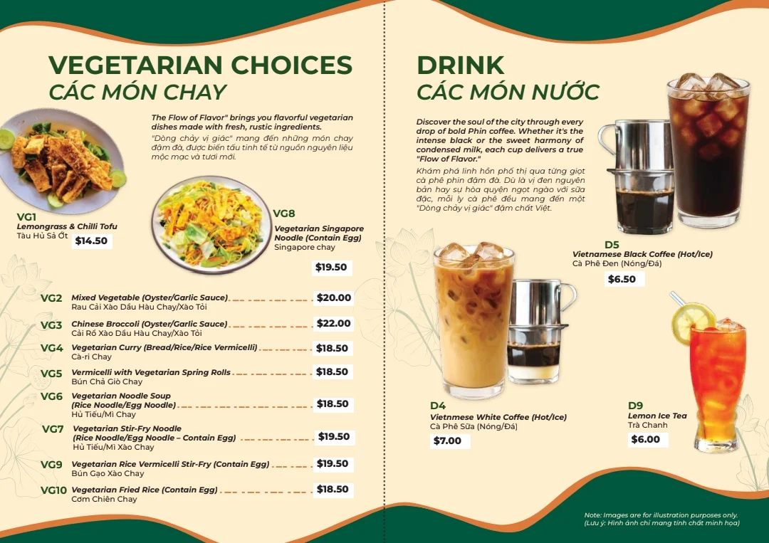 Menu, Saigon River Restaurant