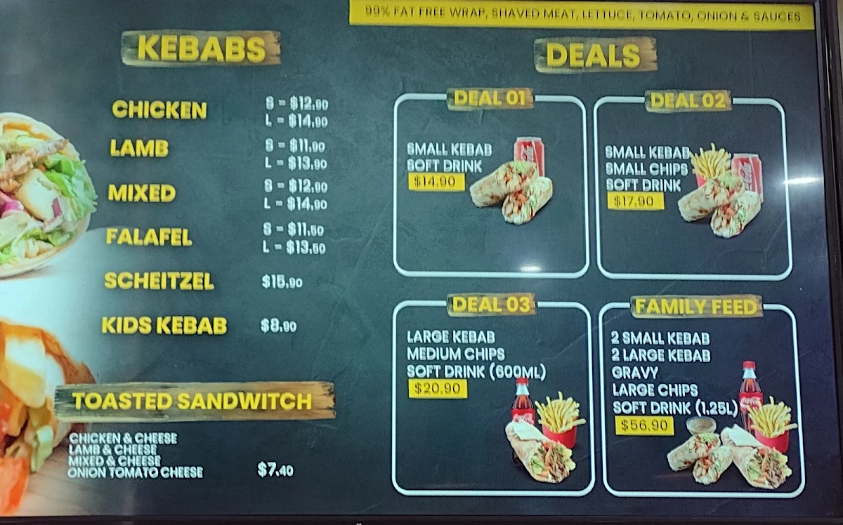 Menu, Townsville Kebabs
