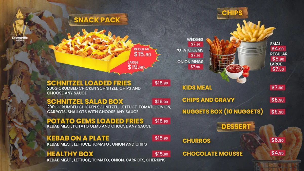 Menu, Townsville Kebabs