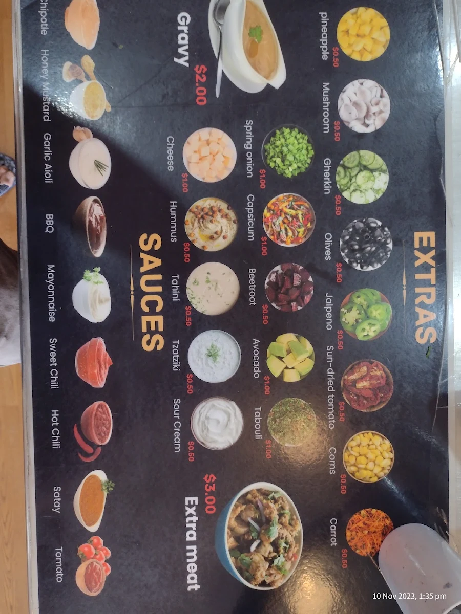 Menu, Townsville Kebabs