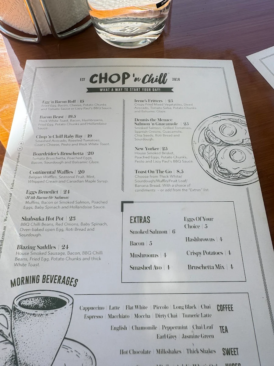 Menu, Chop ‘n Chill Raby Bay