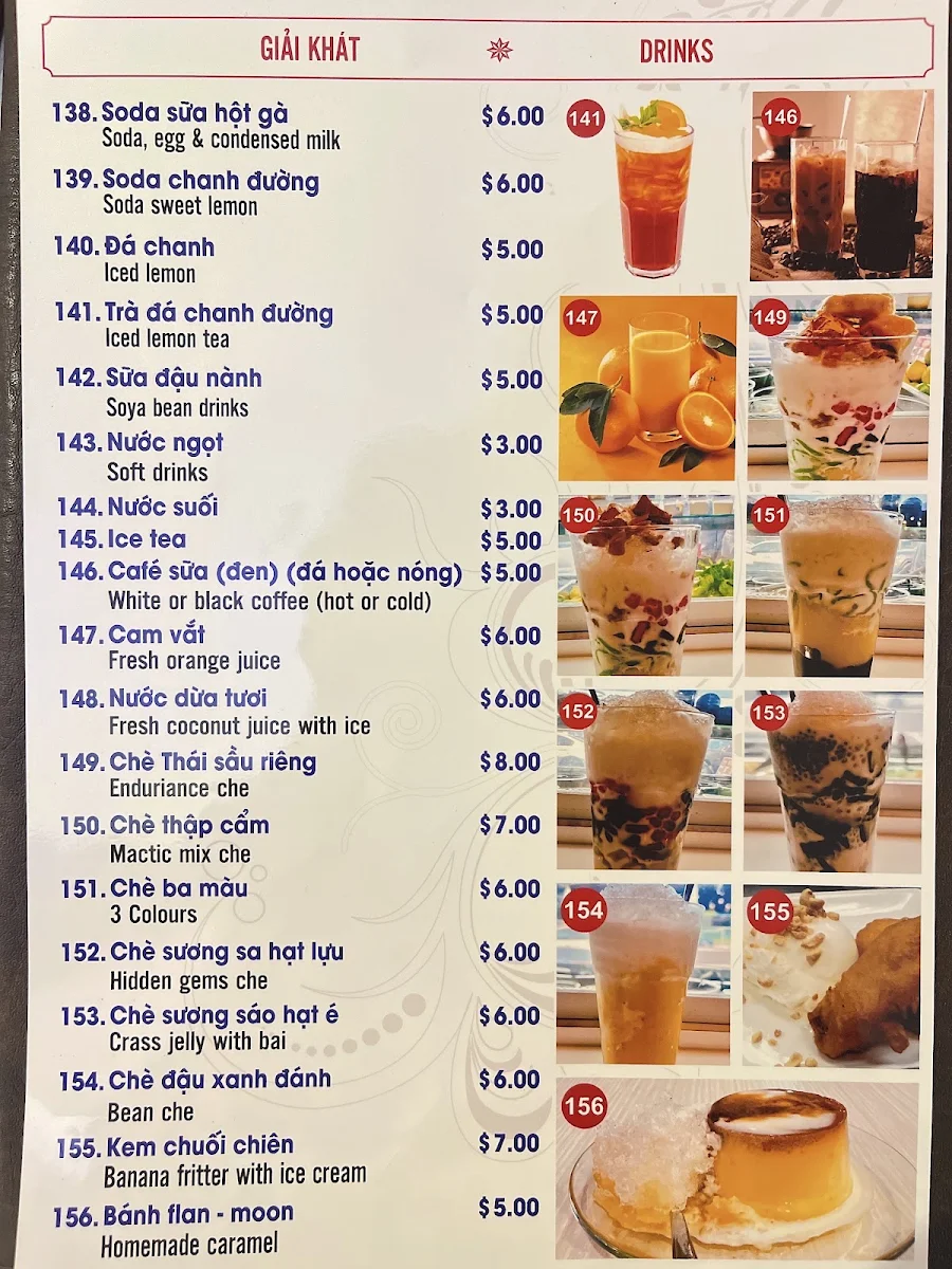Menu, Moon Diem Hen