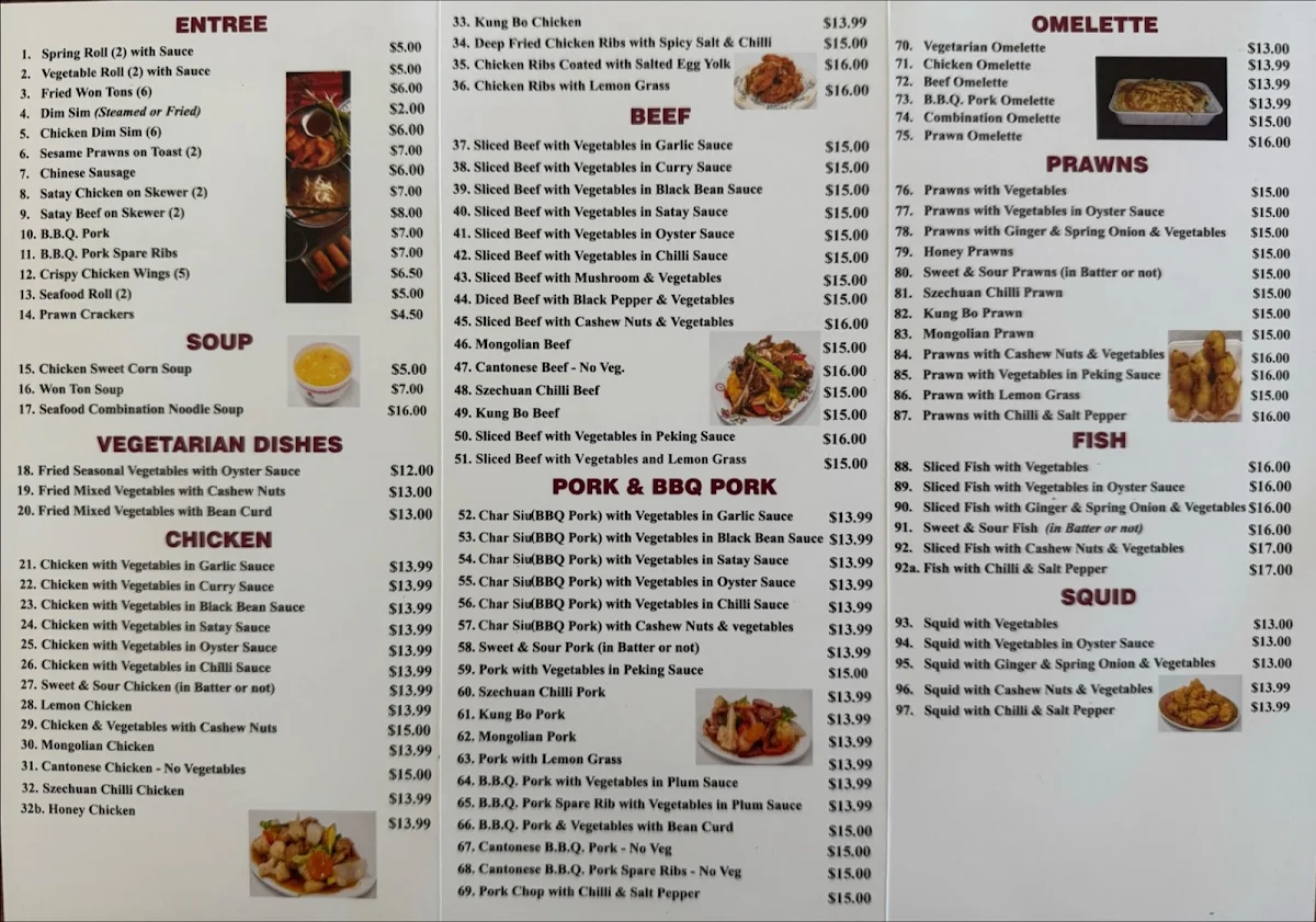 Menu, Westar