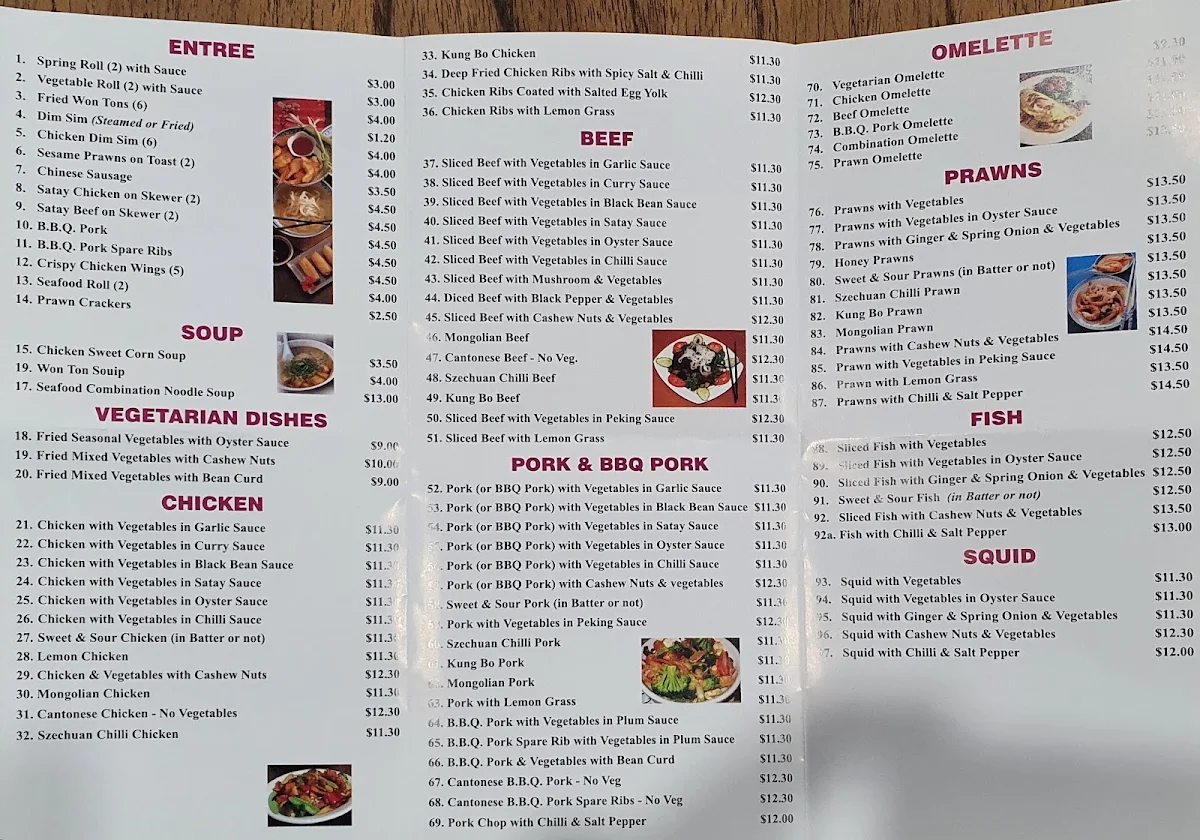 Menu, Westar