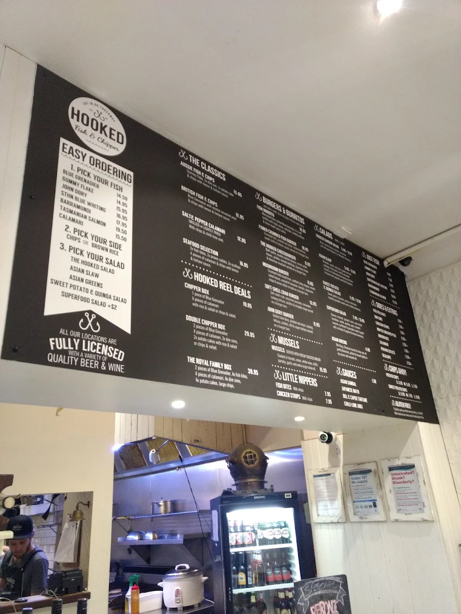 Menu, Hooked Best Fish and Chips Windsor