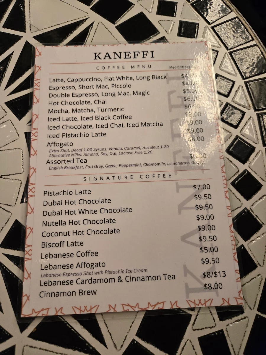 Menu, Kaneffi