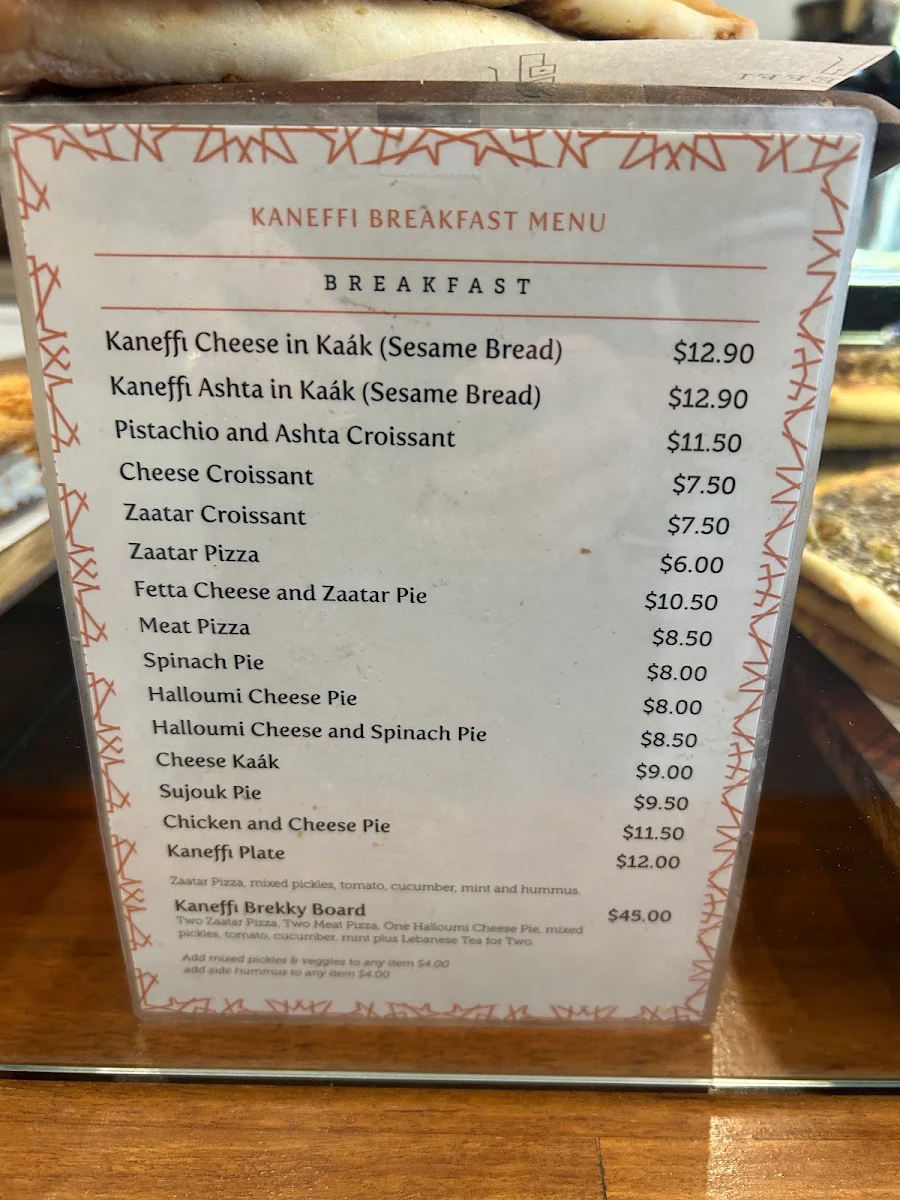 Menu, Kaneffi