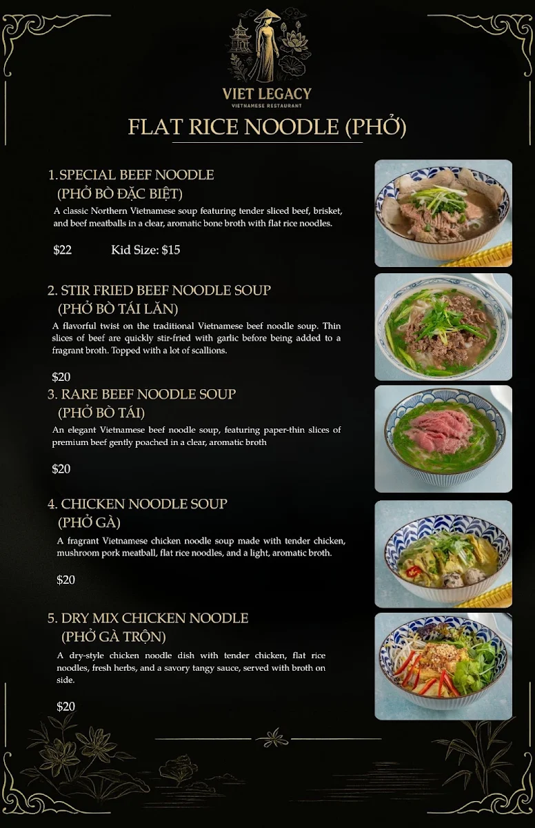 Menu, Viet Legacy