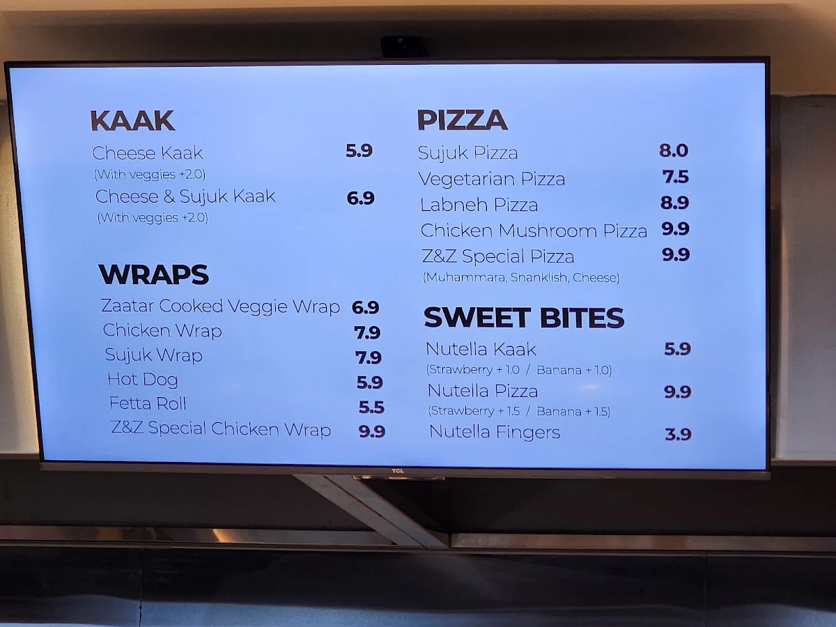 Menu, Zet & Zaatar Bakery - Craigieburn