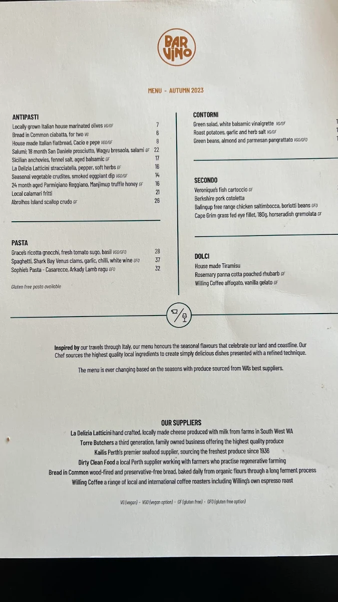 Menu, Willing Coffee Mt Lawley