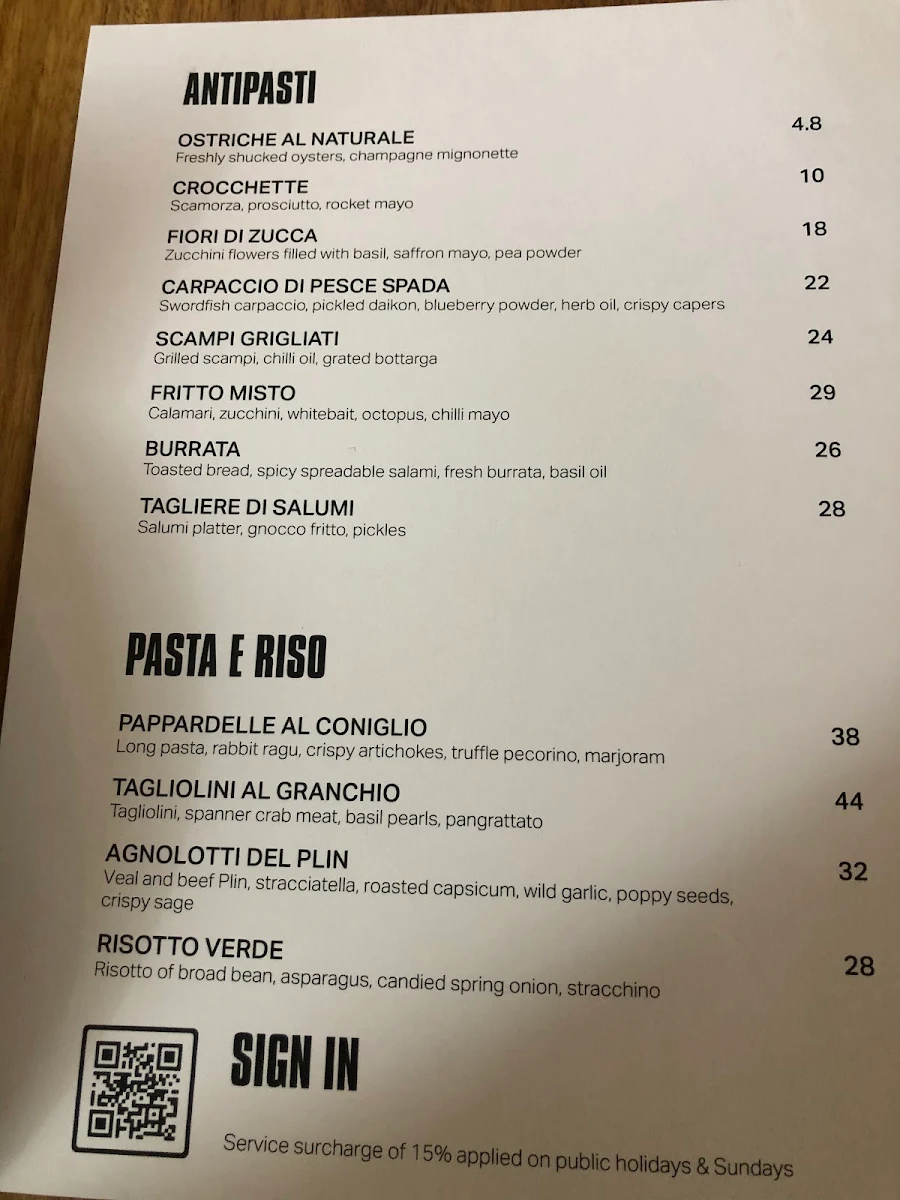 Menu, Bar Carolina