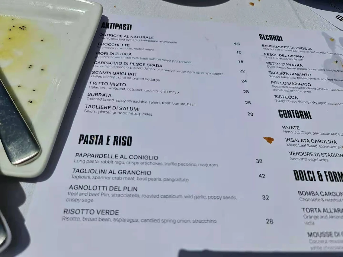 Menu, Bar Carolina