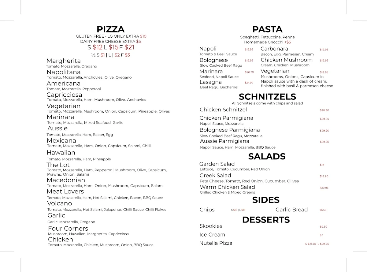 Menu, MaMa Madre