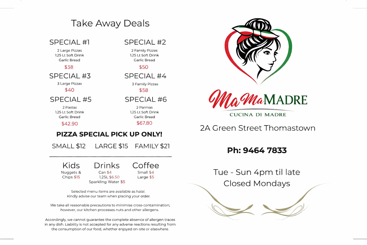 Menu, MaMa Madre