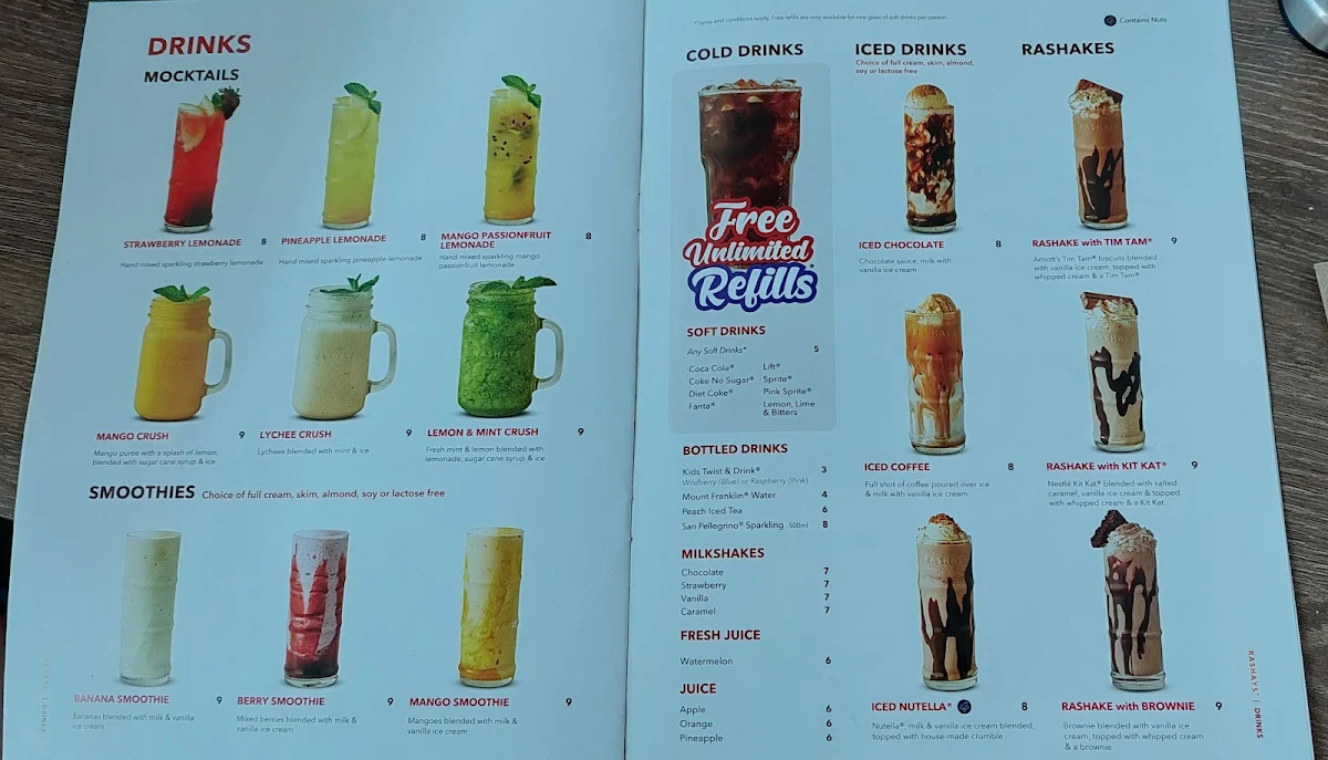 Menu, RASHAYS - Broadmeadows