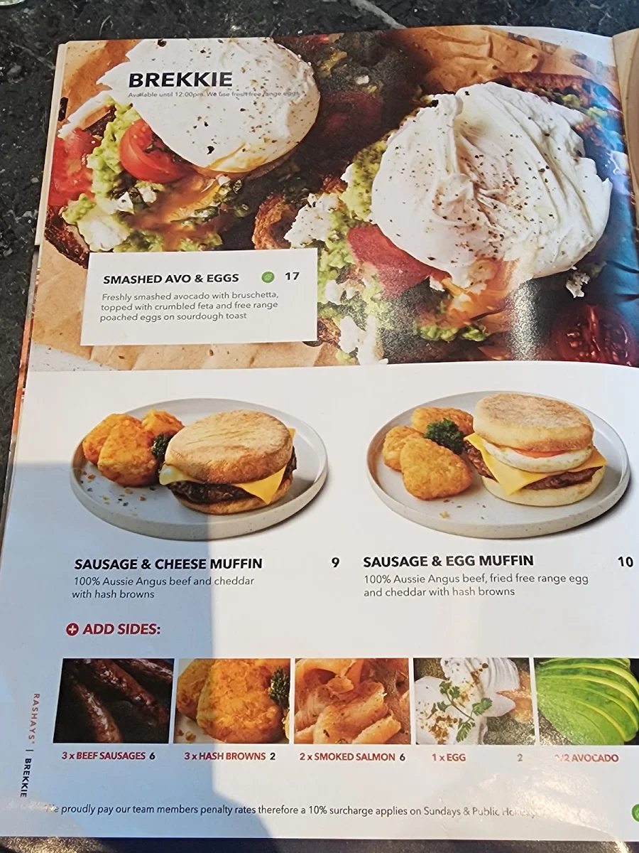Menu, RASHAYS - Broadmeadows