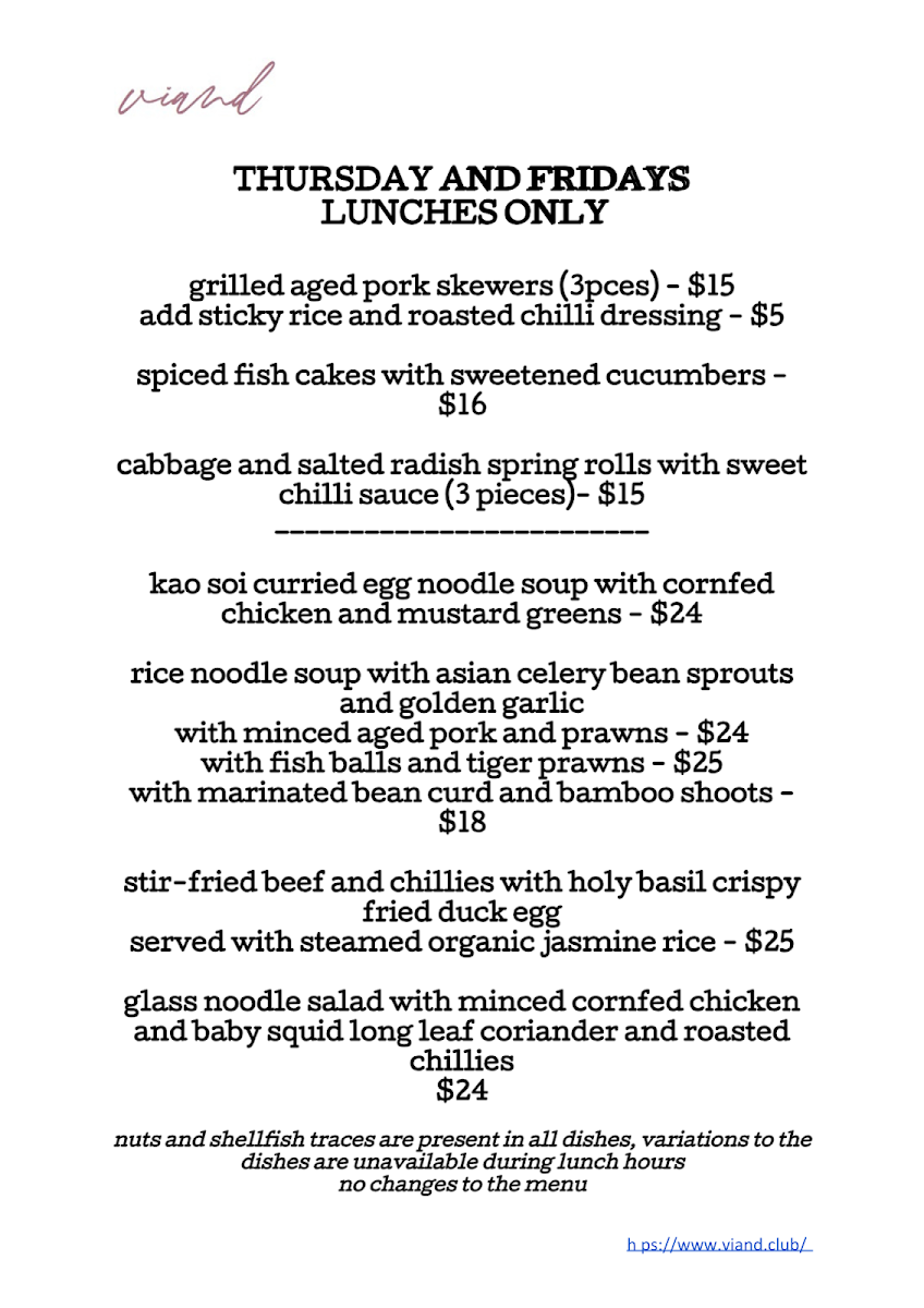 Menu, viand