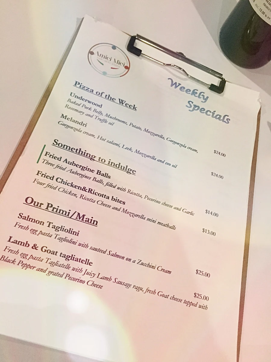 Menu, Amici Miei Non Solo Pizza
