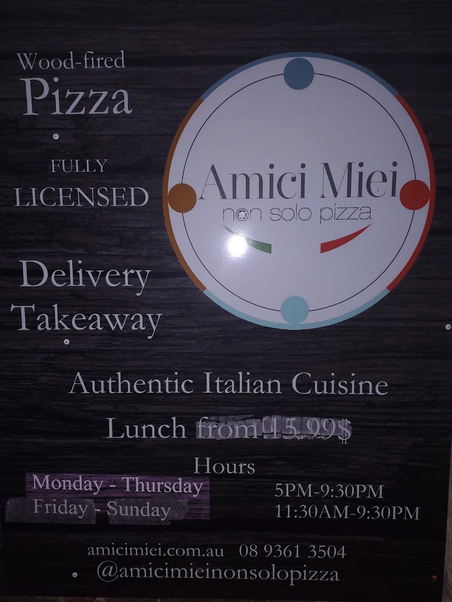 Menu, Amici Miei Non Solo Pizza