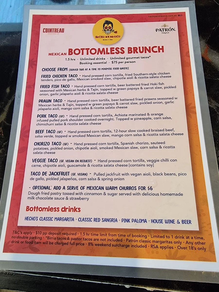 Menu, Hecho en Mexico Yarraville