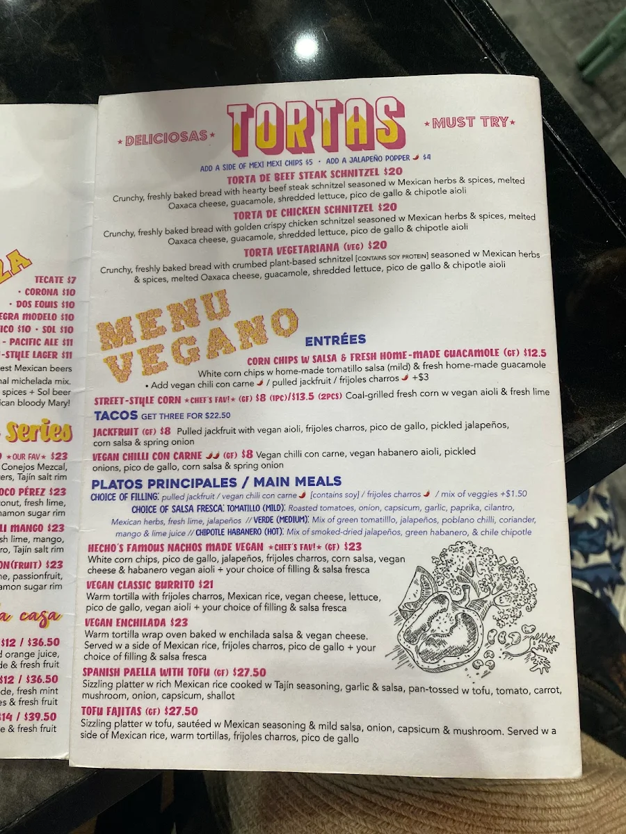 Menu, Hecho en Mexico Yarraville