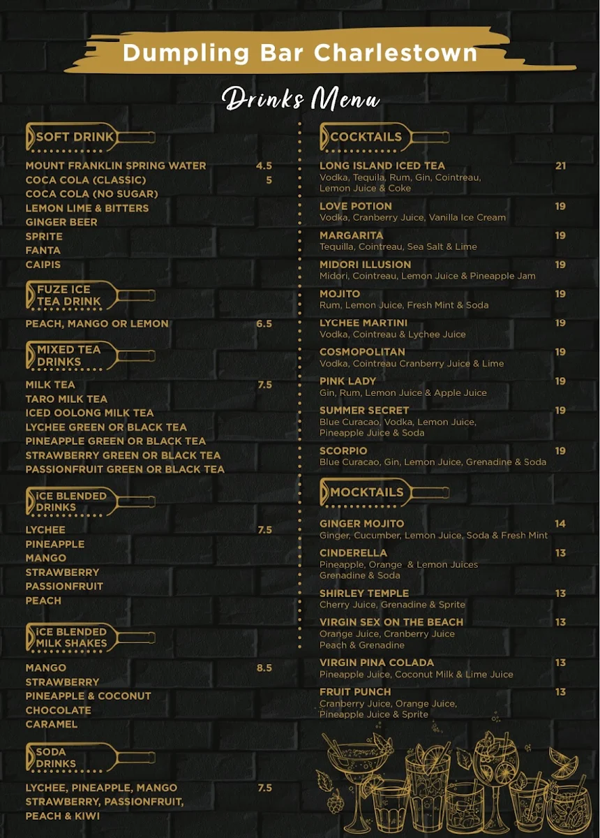 Menu, Dumpling Bar Charlestown