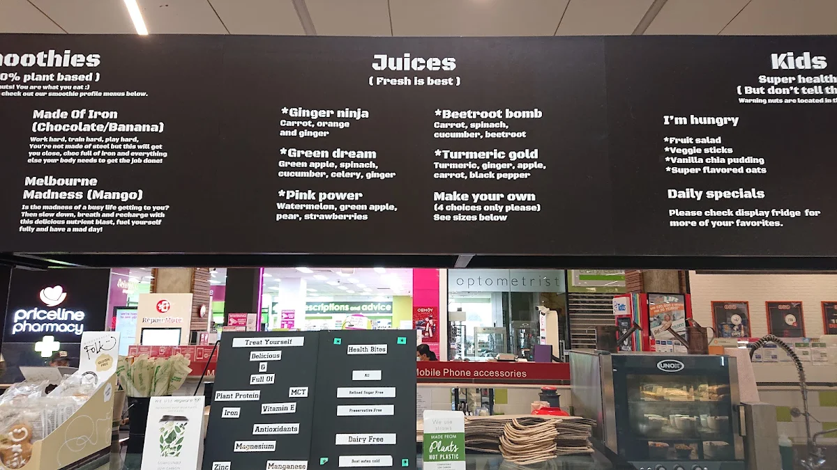 Menu, Get Real Coffee & Juice Bar