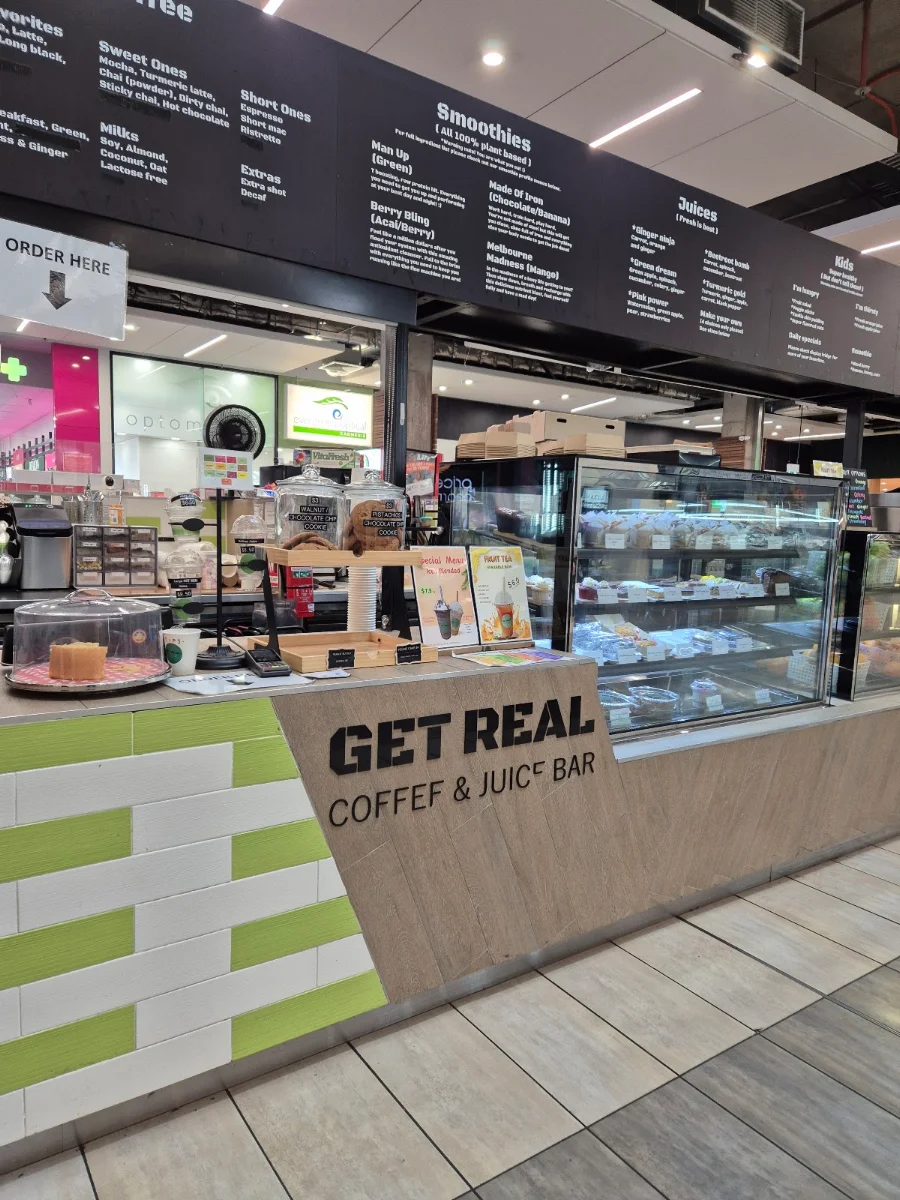 Menu, Get Real Coffee & Juice Bar