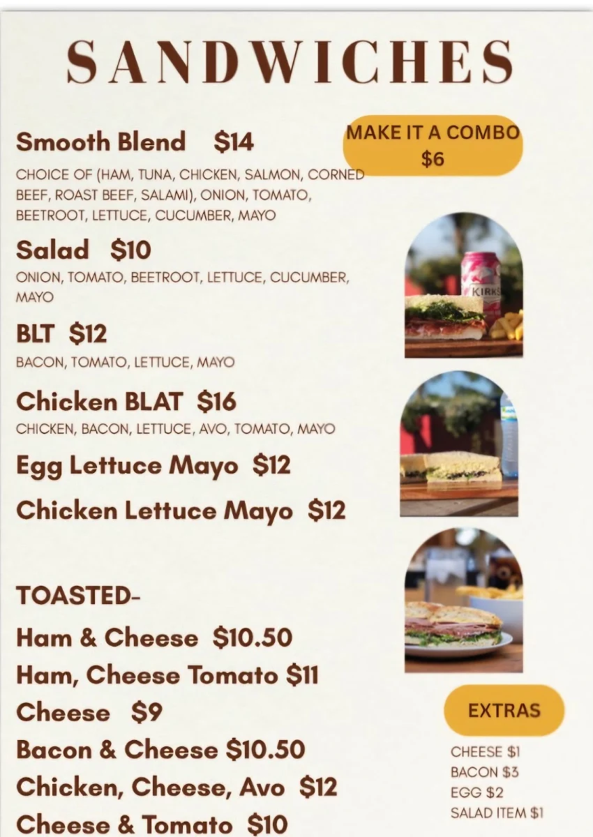 Menu, Smooth Blend Cafe & Catering