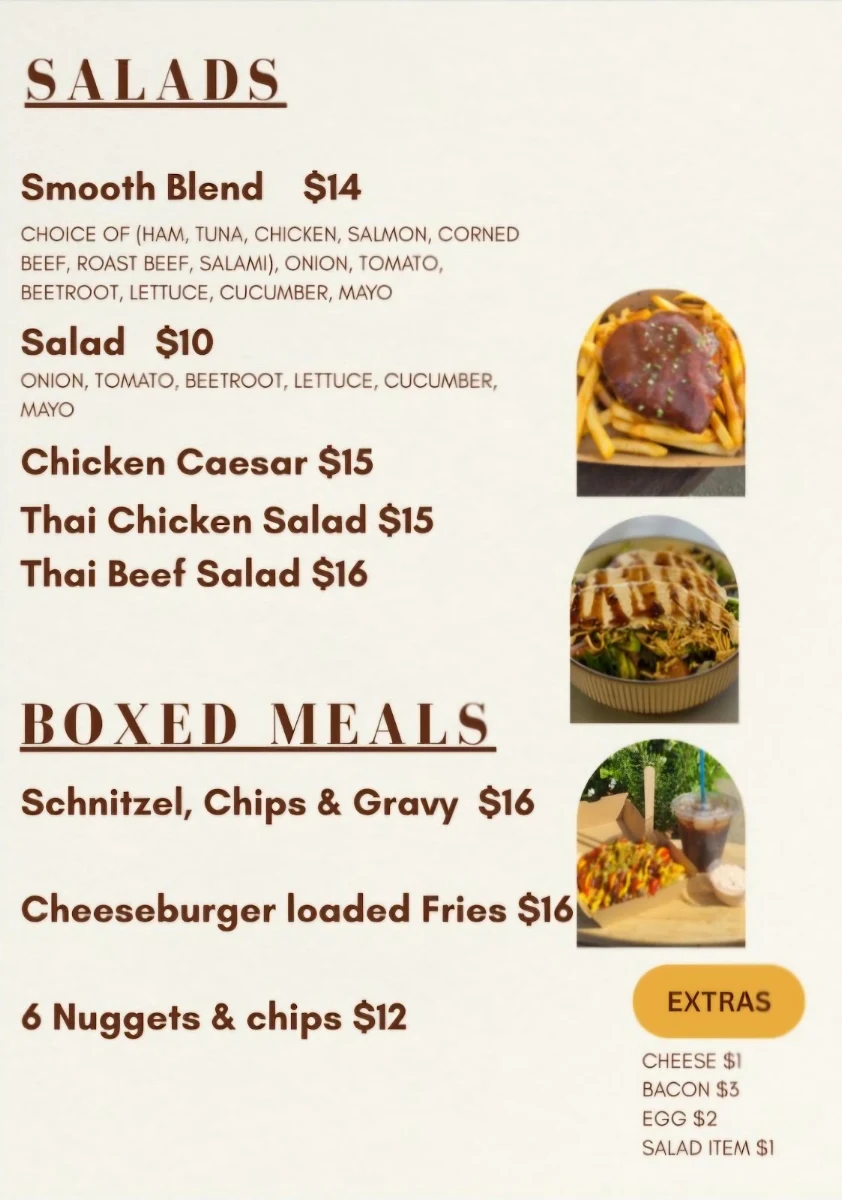 Menu, Smooth Blend Cafe & Catering