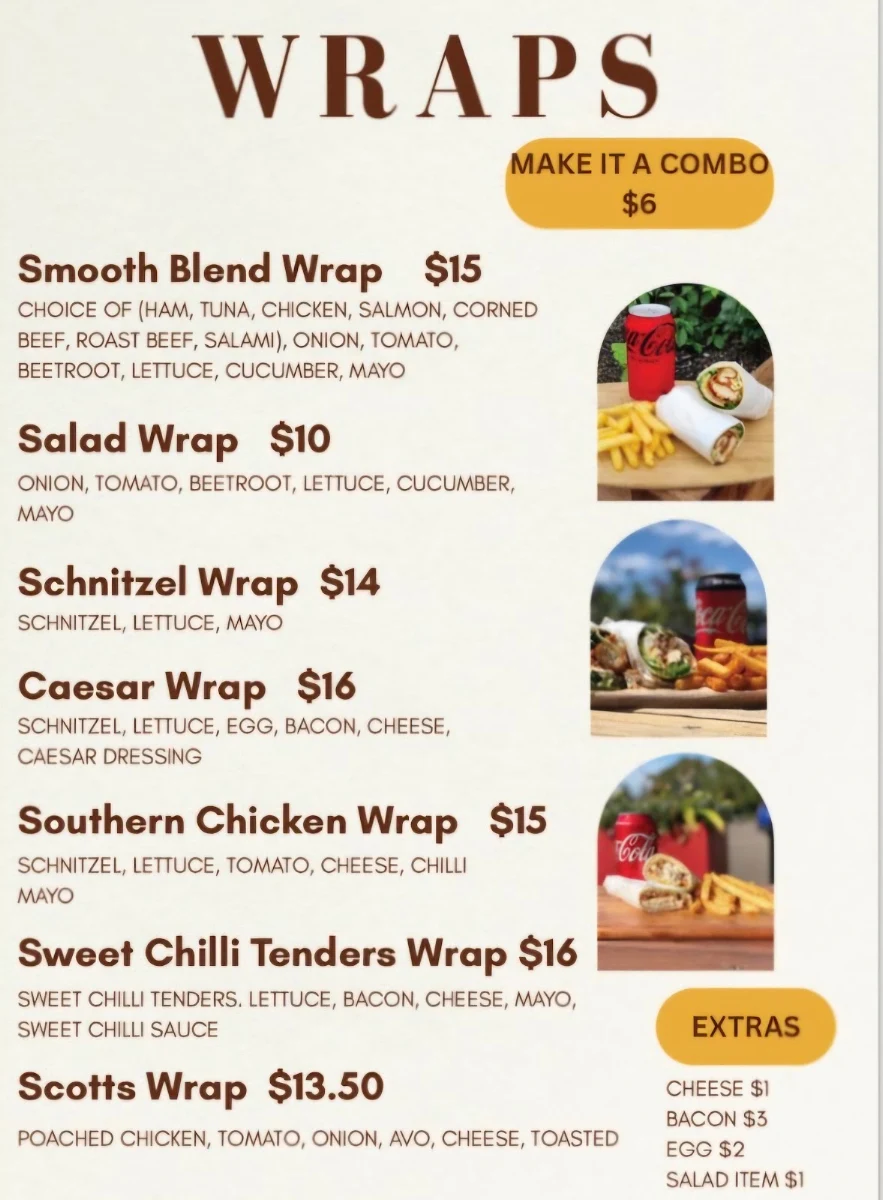 Menu, Smooth Blend Cafe & Catering