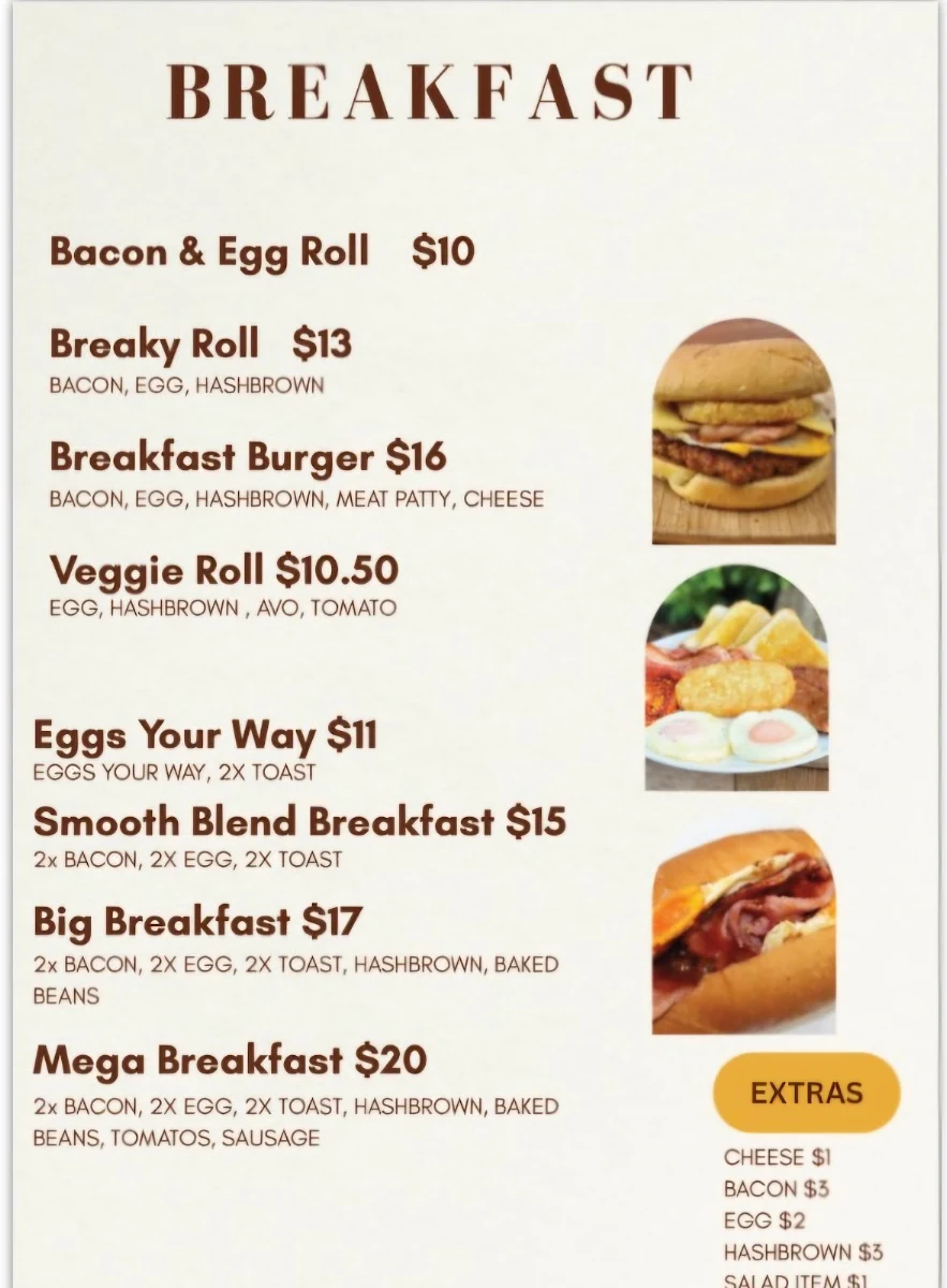 Menu, Smooth Blend Cafe & Catering