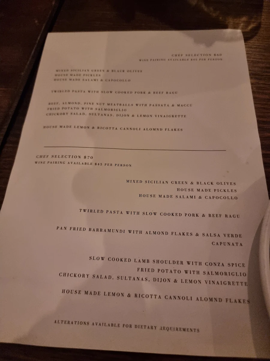 Menu, Bar Idda