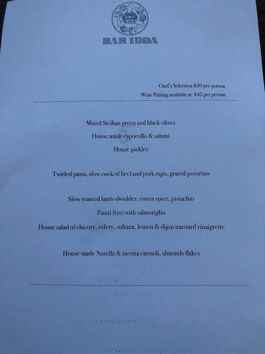 Menu, Bar Idda