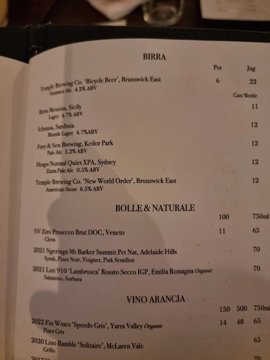 Menu, Bar Idda