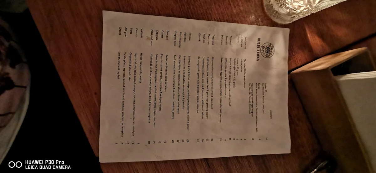 Menu, Bar Idda