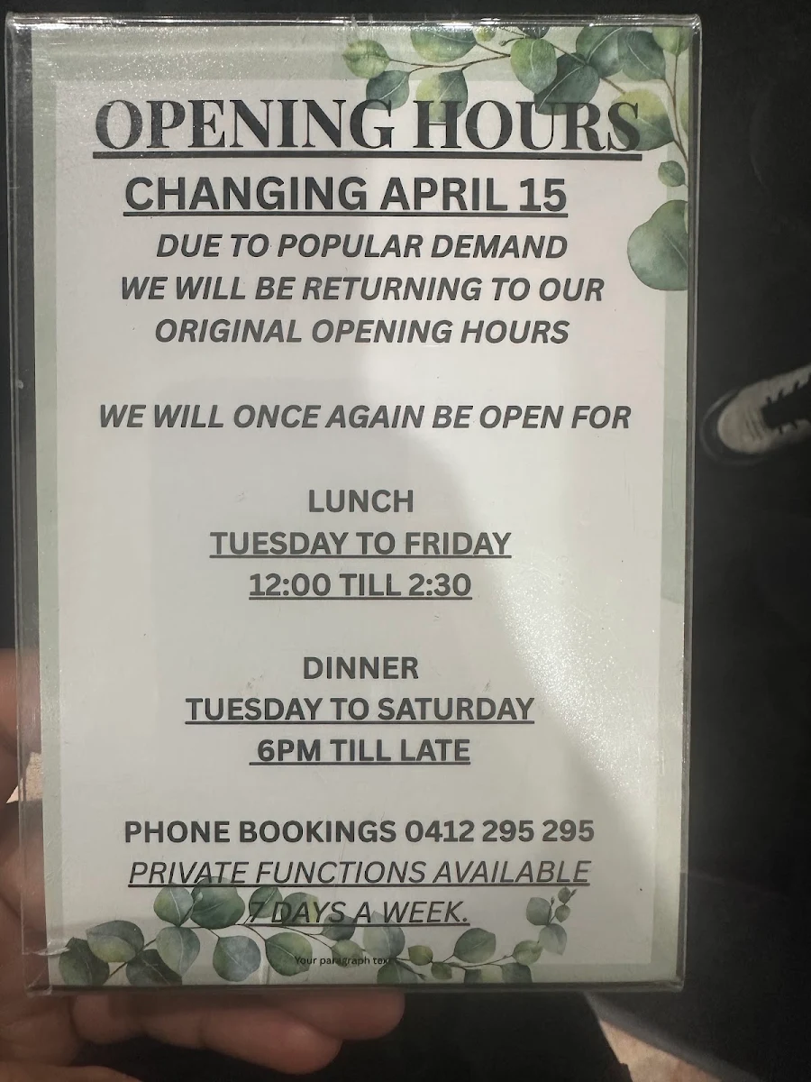 Menu, Buonasera