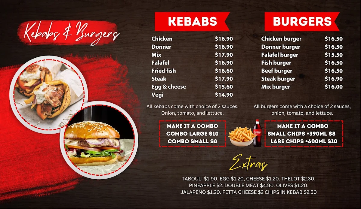 Menu, KAPPADOKIA KEBABS AND FISH & CHIPS