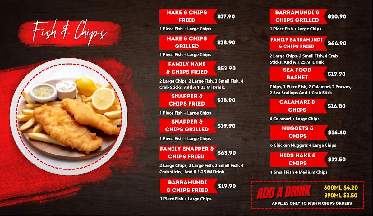 Menu, KAPPADOKIA KEBABS AND FISH & CHIPS