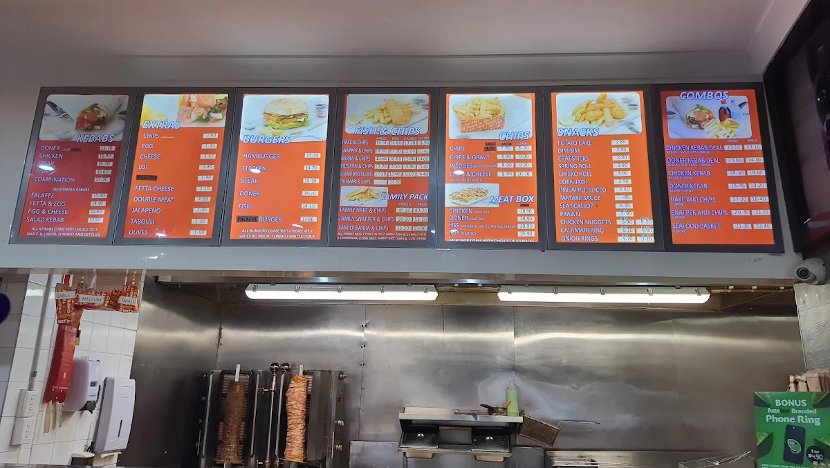 Menu, KAPPADOKIA KEBABS AND FISH & CHIPS