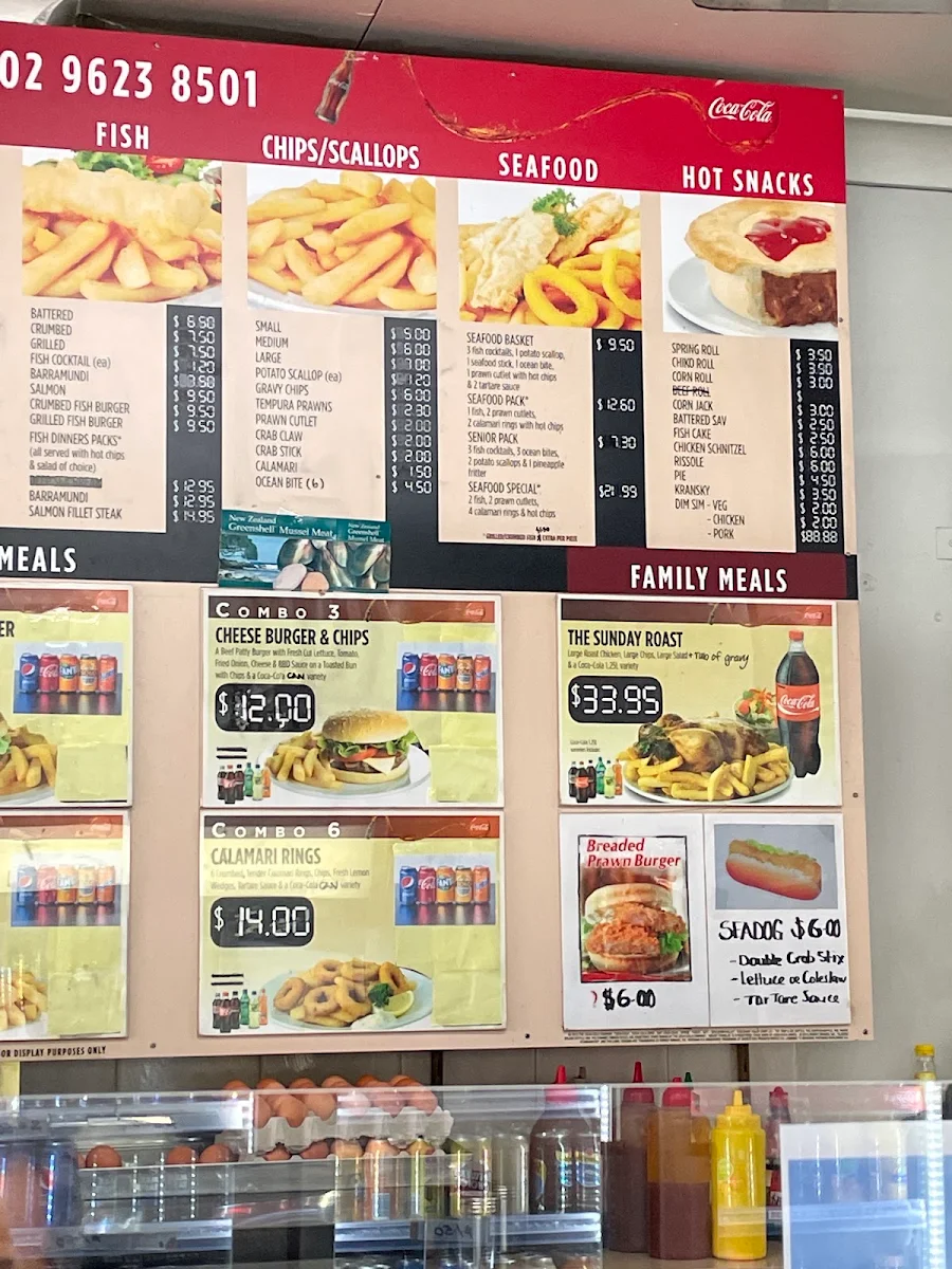 Menu, Colyton Seafood & Takeaway