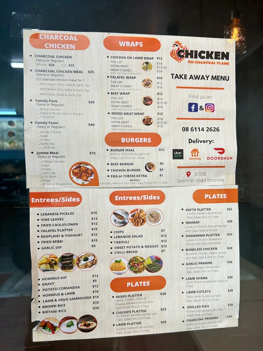Menu, Chicken on Charcoal Flame