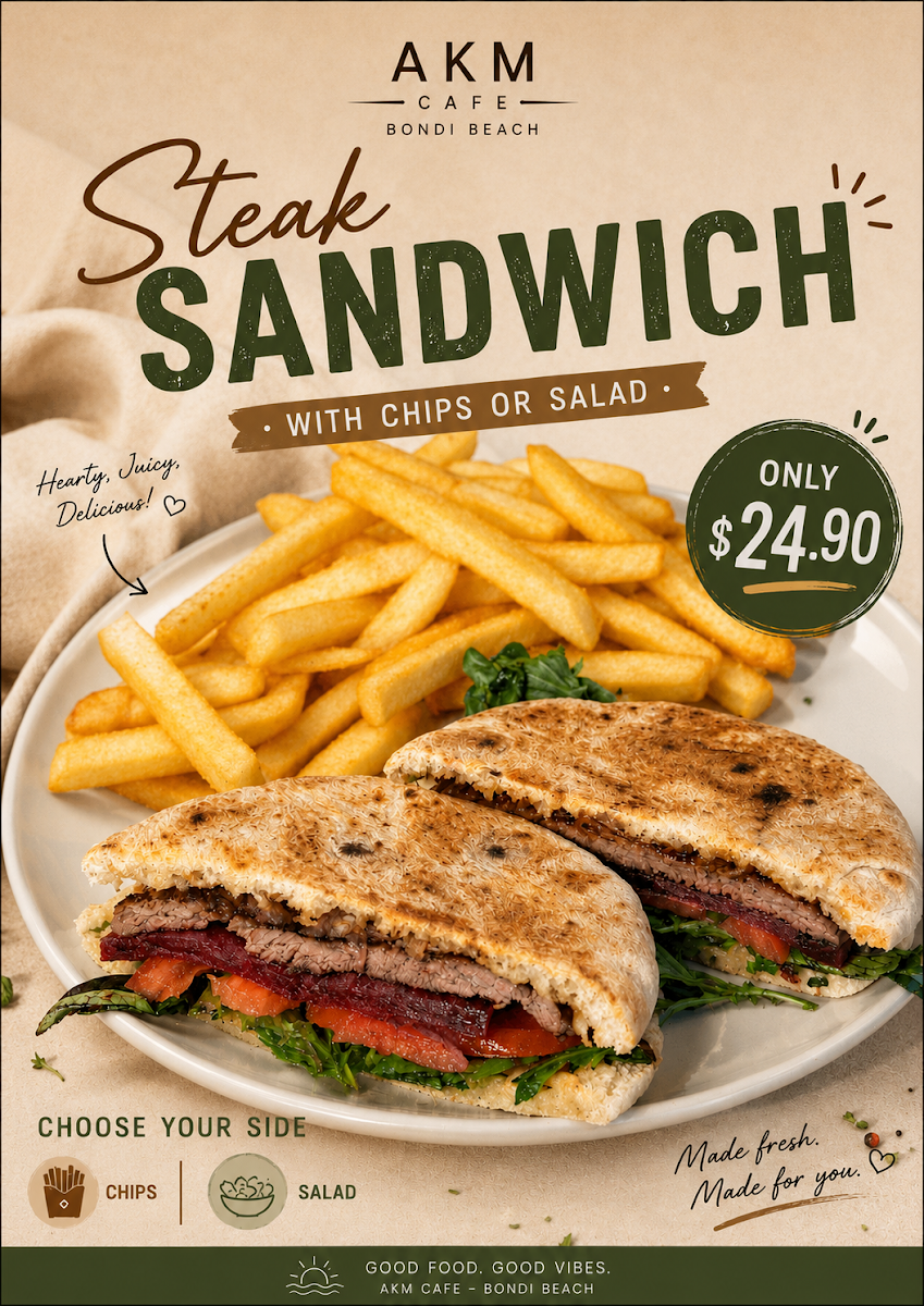Menu, AKM CAFE BONDI BEACH