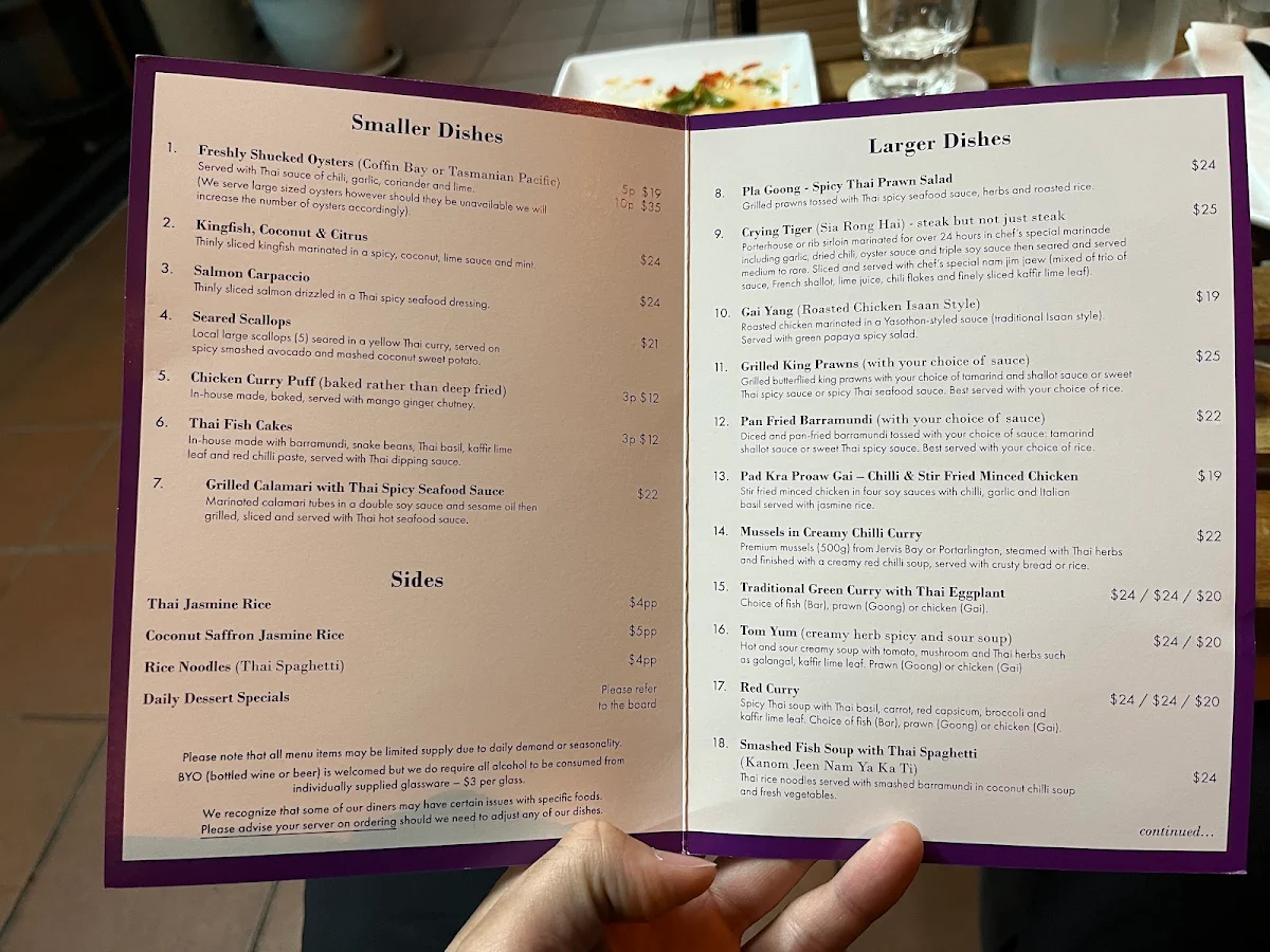 Menu, not just Thai
