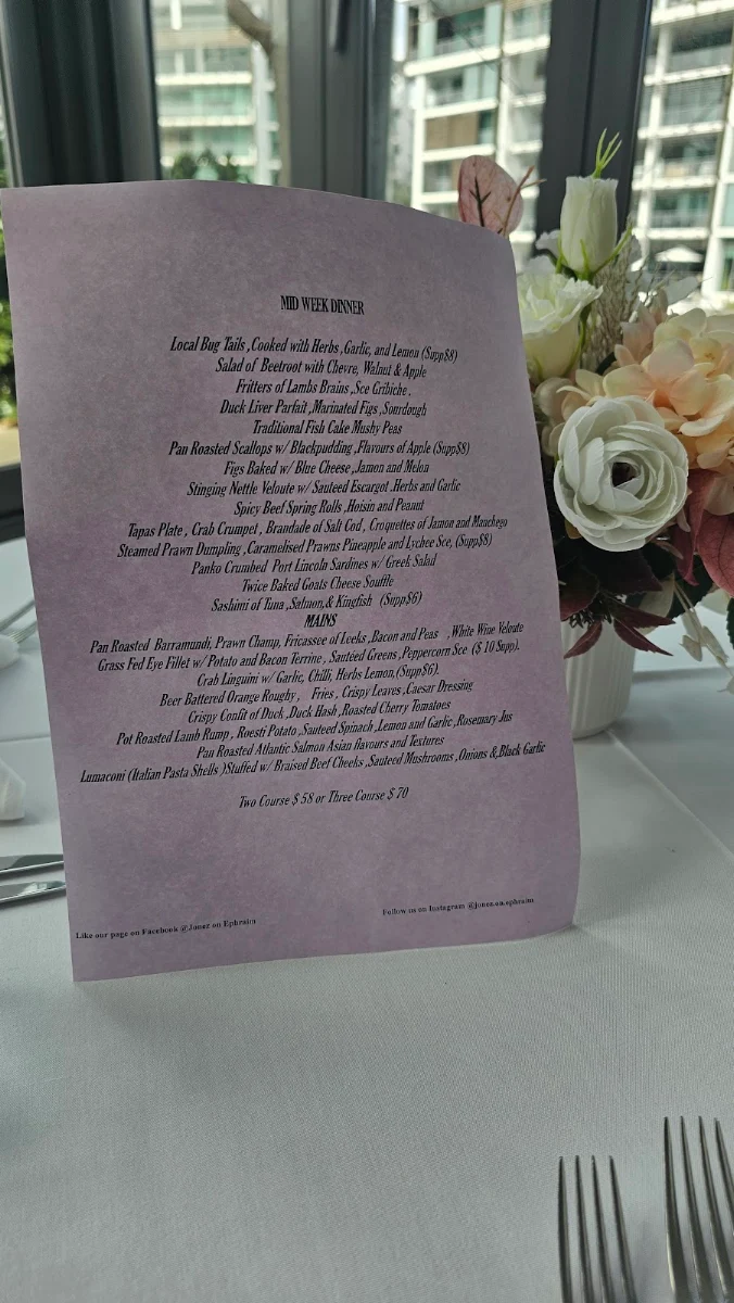 Menu, Jonez on Ephraim