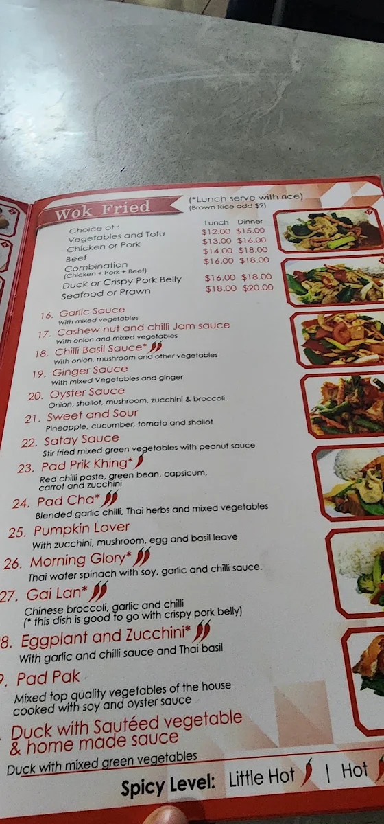 Menu, Yum Yai