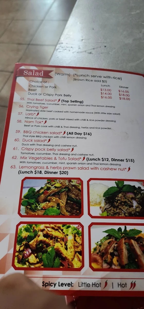 Menu, Yum Yai