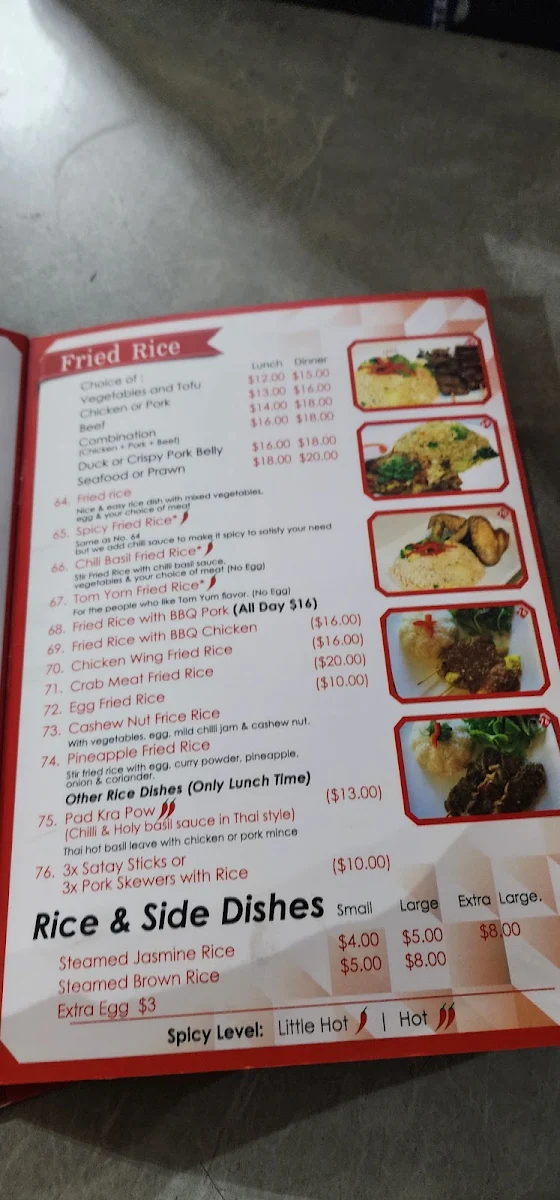 Menu, Yum Yai