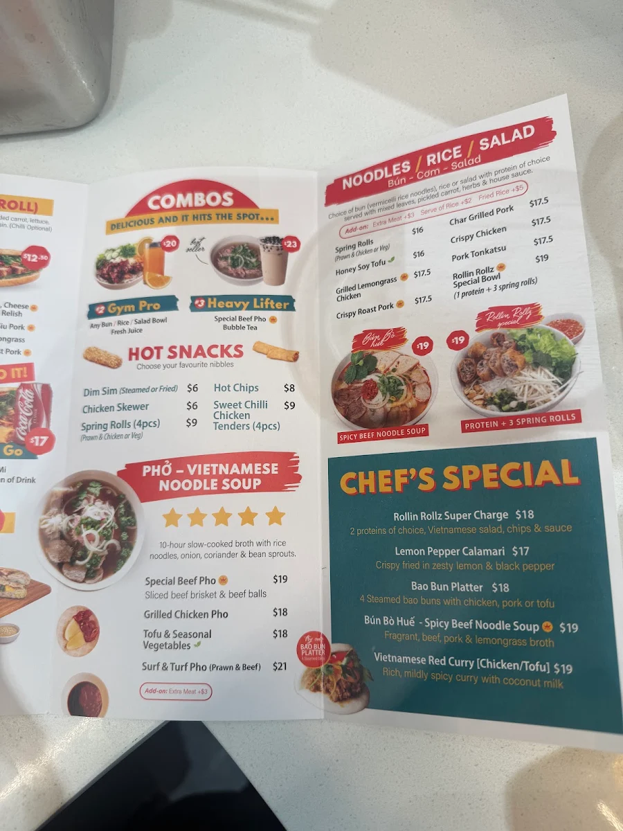 Menu, Rollin Rollz