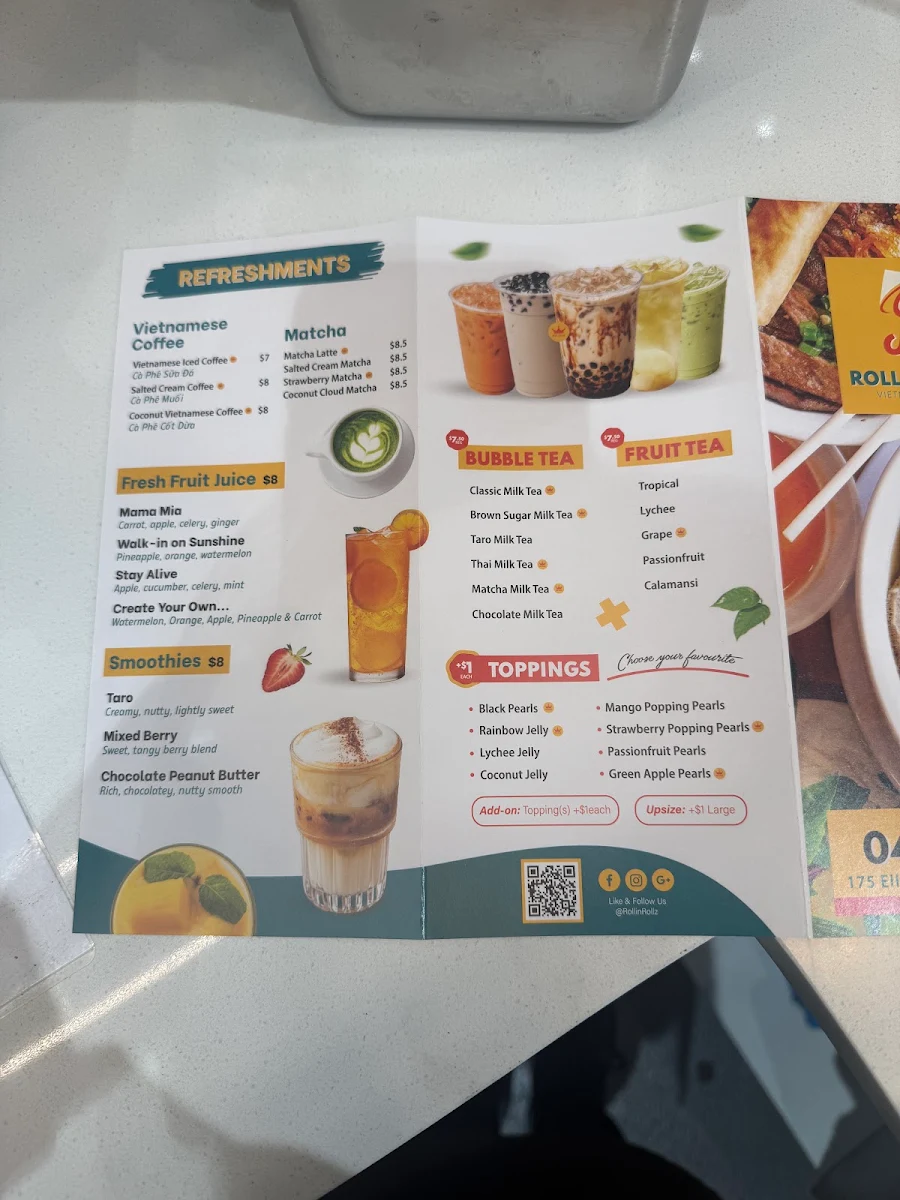 Menu, Rollin Rollz